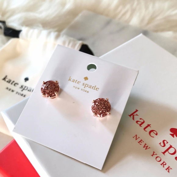 kate spade Jewelry - KATE SPADE ROSE GOLD GLITTER ROUND CUT